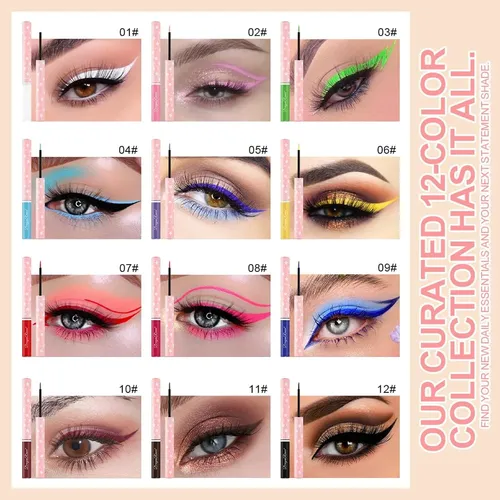 Set Delineadores Líquidos 12 Colores Bekoeen