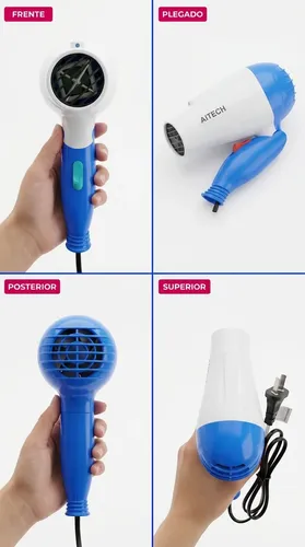 Secador Cabello Plegable Portatil Viaje Aitech