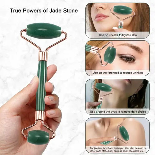 Rodillo Facial Xyzbstar Jade Y Gua Sha Masajeador Verde