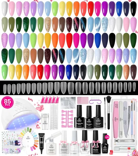 Kit Manicura Gel 35 Colores Uv Tips Base Top Coat