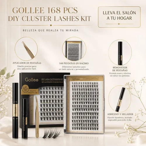 Kit Extensiones De Pestañas Diy Gollee Con Pegamento