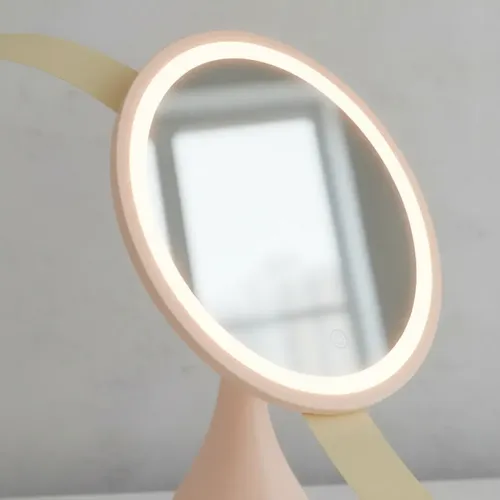 Espejo De Maquillaje Con Luz 3 Tonos Giratorio P/ Escritorio