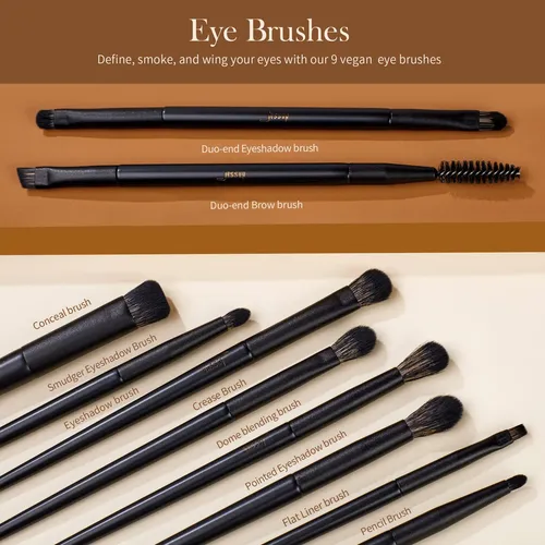 Set De Brochas De Maquillaje Jessup T336 14 Piezas De Fibra