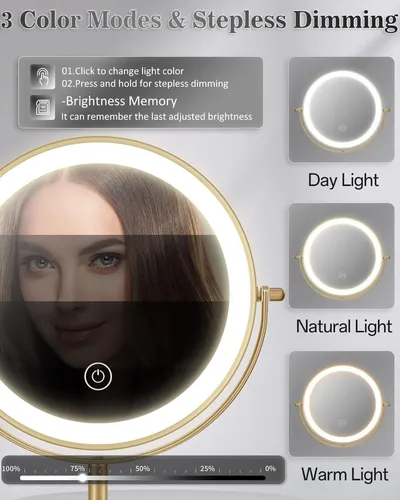 Espejo De Maquillaje Con Luces, Espejo De Aumento Iluminado