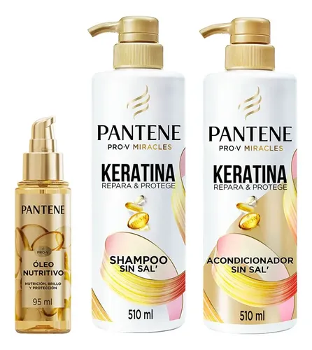 Combo Pantene Shamp + Acond Keratina 510ml + Óleo 95ml