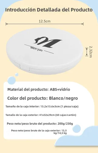 Espejo De Maquillaje Led Portátil, Plegable De Doble Cara, T