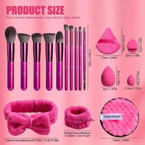 Kit De Brochas Maquillajes 30piezas Skincare Esponja Bs Mall Color Rosa