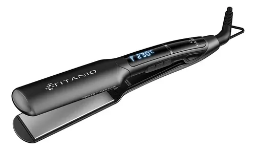 Planchita Pelo Gama X Wide Titanio Profesional Placas Anchas Color Negro