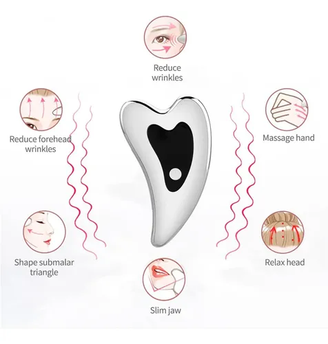 Guasha Facial Acero Inoxidable Masaje Drenaje Linfático