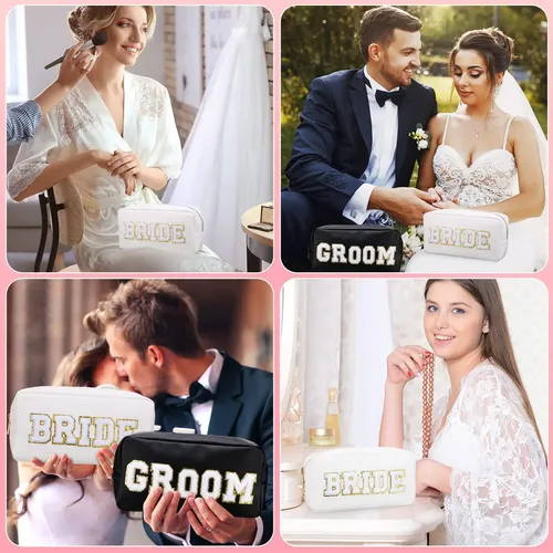Bolsa De Maquillaje Oudain Bride And Groom De Piel Sintética