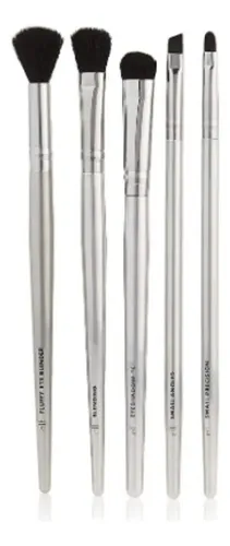 Kit Brochas Ojos Esfumados E.L.F. Cosmetics 5 Piezas Color Plateado