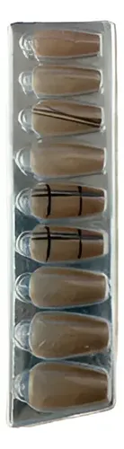 Pack de Uñas Press On Autoadhesivas Coffin Brillantes Cherimoya
