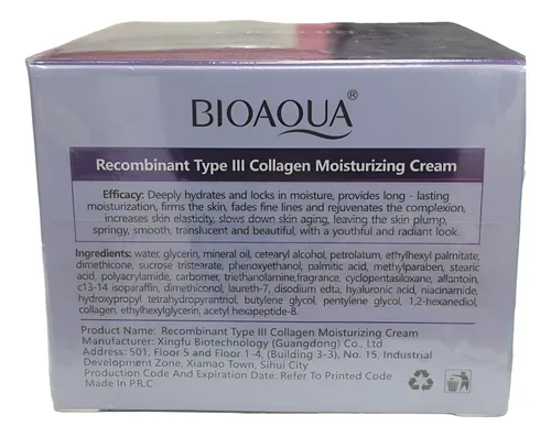 Crema Bioaqua Colágeno Recombinante Tipo Ill Reafirmante 50g