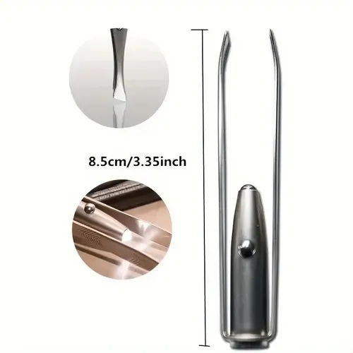 Pinzas Para Cejas Con Luz Led De Acero Inoxidable Precisión