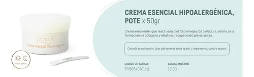 Crema Hipoalergénica Día/Noche Piel Seca Libre de Parabenos 50g Andre Latour