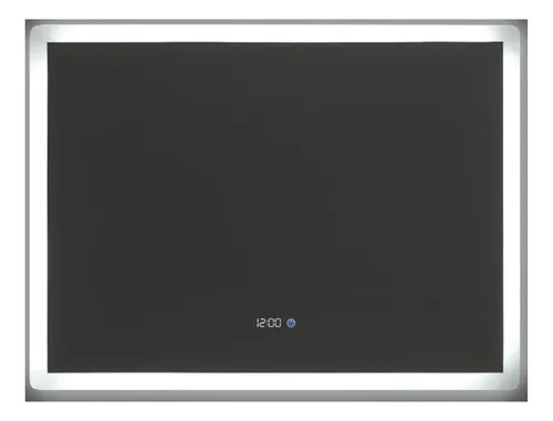 Espejo Rectangular Sin Marco Miramar 80×60 LED Fría Con Reloj Modelo K207
