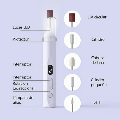 Torno Pulidora Uñas Showel 2 En 1 Inalámbrico Recargable Lila