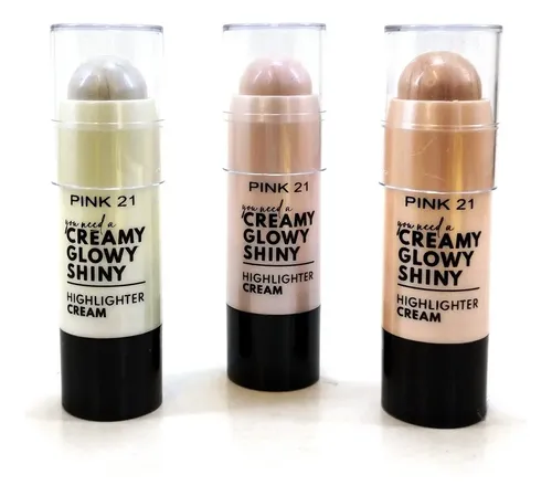 Iluminador Cremoso Barra Highlighter Pink 21 X 3 Unidades Tono Del Maquillaje 01-02-03