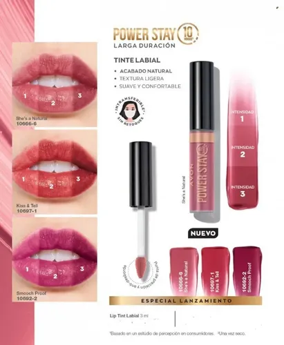 Avon Labial Liquido Power Stay Lip Tint 10 Horas De Duracion Color She’s a natural