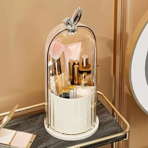 Soporte Giratorio Para Brochas De Maquillaje Con Tapa