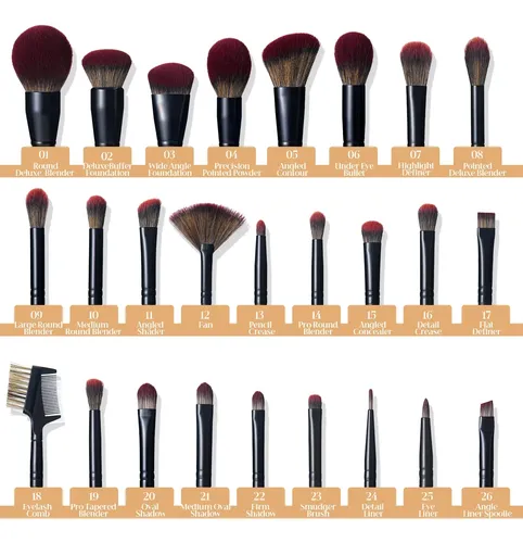 Set De Brochas De Maquillaje Zamel 26 Piezas Premium Negro C