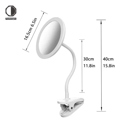 Espejo De Maquillaje Tushengtu Con Aumento 10x Y Luz, 16.5 C