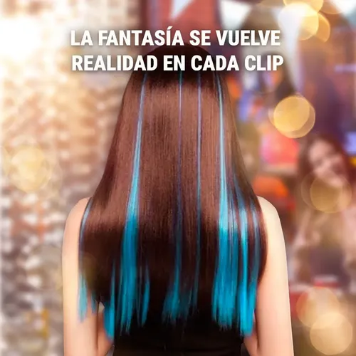 Extensiones Clip Cabello Pelo Sintetico Mechon Colores X6