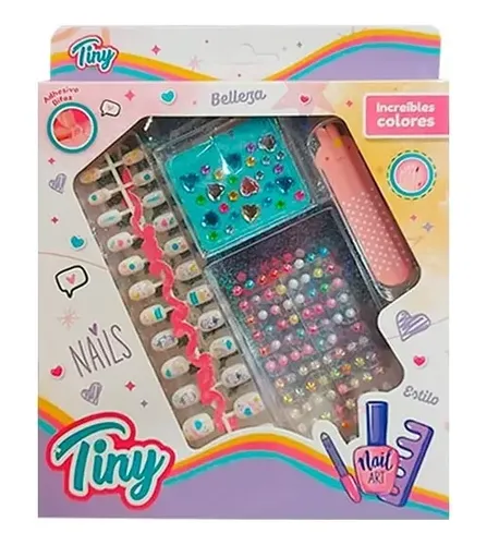 Tiny Nail Art Blanco Set De Uñas Postizas Con Strass