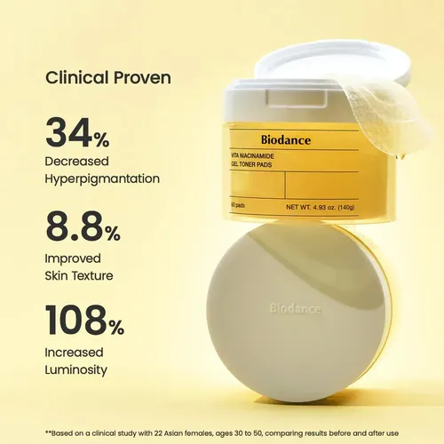 Biodance Vita Niacinamide Gel Toner Pads [140g X 60discos] Todo Tipo De Piel Día/noche