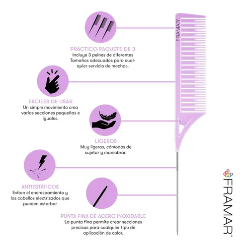 Juego De Brochas Para Teñir El Cabello Framar, Peine Balayag