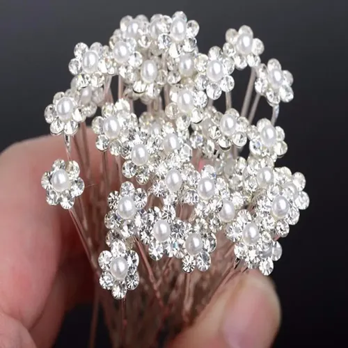 Horquillas Pin Tocado Aplique Perlas Strass Fiestas X12 Unid