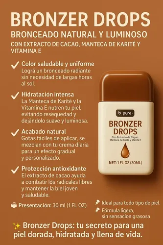 Autobronceante Serum Facial Acido Hialuronico Bronzen Drops