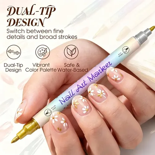 24 Color Nail Doodle Pen, Dual-tip Nail Art Marker Set