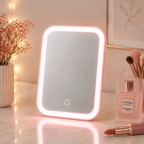 Espejo De Maquillaje Led Touch De 3 Tonos De Luz Recargable