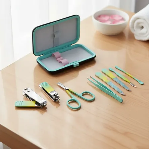Set Manicura 7 Piezas Con Estuche Portátil Rígido Kit 11cm