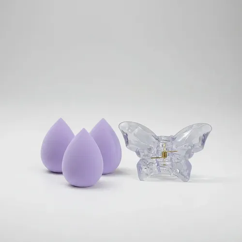 Set Belleza X4 Esponjas Para Maquillaje Y Hebilla Mariposa