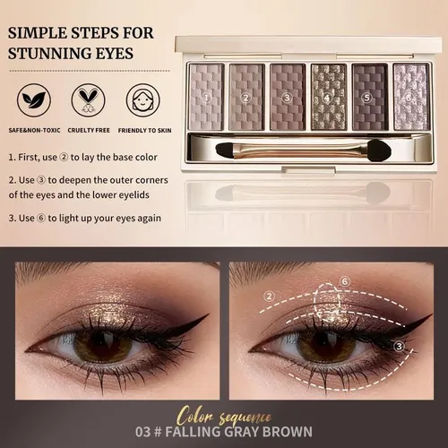 Paleta De Sombras Mauve Grey 6 Tonos Vegana Hxssll 03