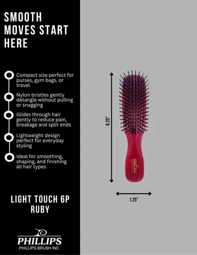Hair Brush Phillips Brush Ruby Light Touch 6-p Gem Collectio