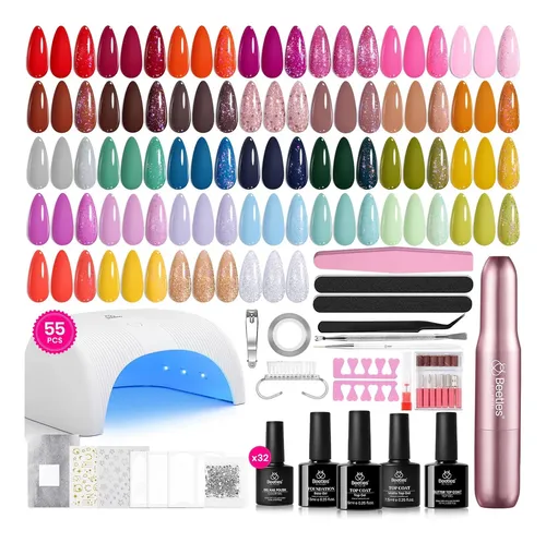 Kit Profesional Uñas Gel 32 Colores Base Y Top Coat