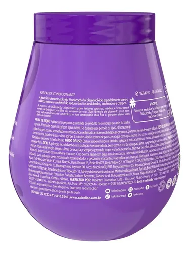 Máscara Matizadora Creme Salon Line To de Cacho Pote 500g