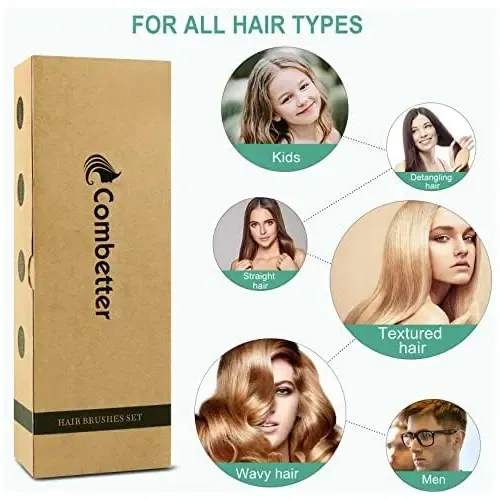 Combetter Juego De Cepillos Y Peines Para El Cabello 100% Ba