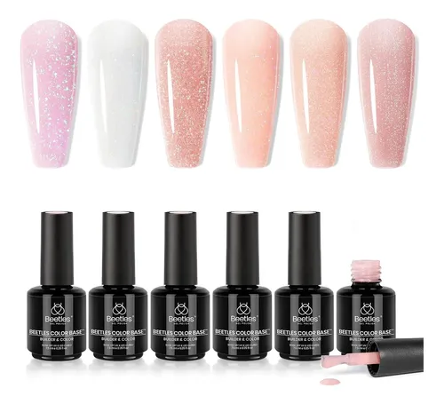 Esmalte En Gel Base 5 En 1 Beetles Nude Pink 6 Colores