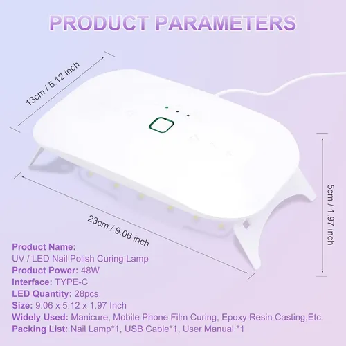 Secador De Uñas Uv Led 48w Shinecai Mini Plegable Usb