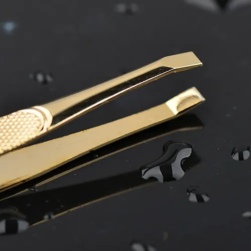 Pinzas De Cejas De Acero Inoxidable Dorado 9×0.8cm