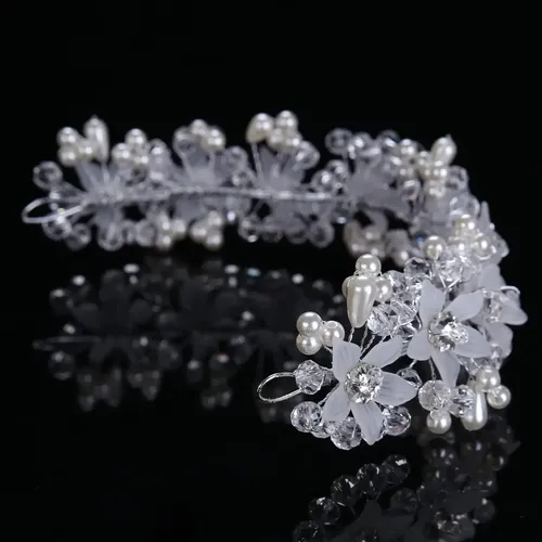 Ts Diadema De Perlas Y Flores De Cristal, Accesorios Para L