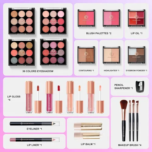 Kit Maquillaje Color Nymph 4 Bandejas Estuche Maleta