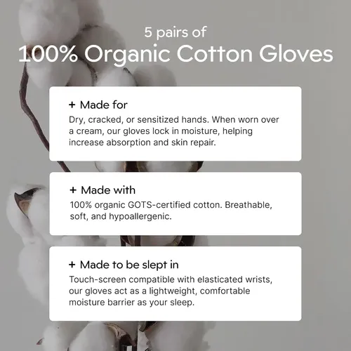 Guantes Algodón Blanco 5 Pares Hidratantes Lavables M
