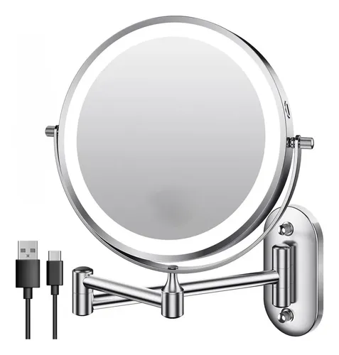 Espejo De Maquillaje Doble Auxmir, Con Luz Led, 1x Y 20x