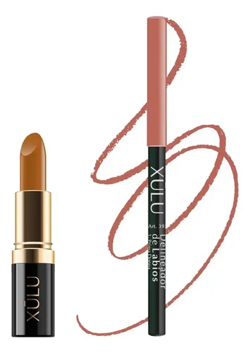 Labial en Barra Xúlu Cosméticos P102 Perlado + Delineador a Juego