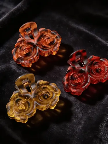 Broche De Pelo Flor De Rosa Doble Tipo Carey